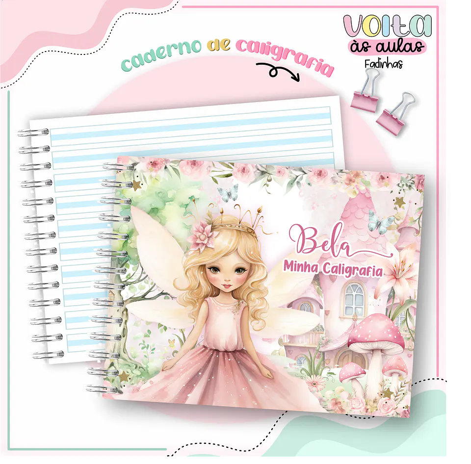 ARQUIVO ENCADERNAÇÃO KIT ESCOLAR FADINHA - LINA CRIATIVA 5