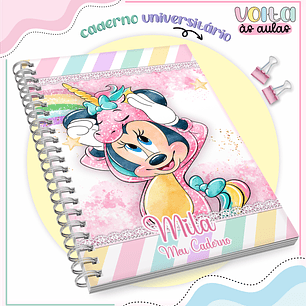 ARQUIVO ENCADERNAÇÃO KIT ESCOLAR MINNIE UNICÓRNIO - LINA CRIATIVA