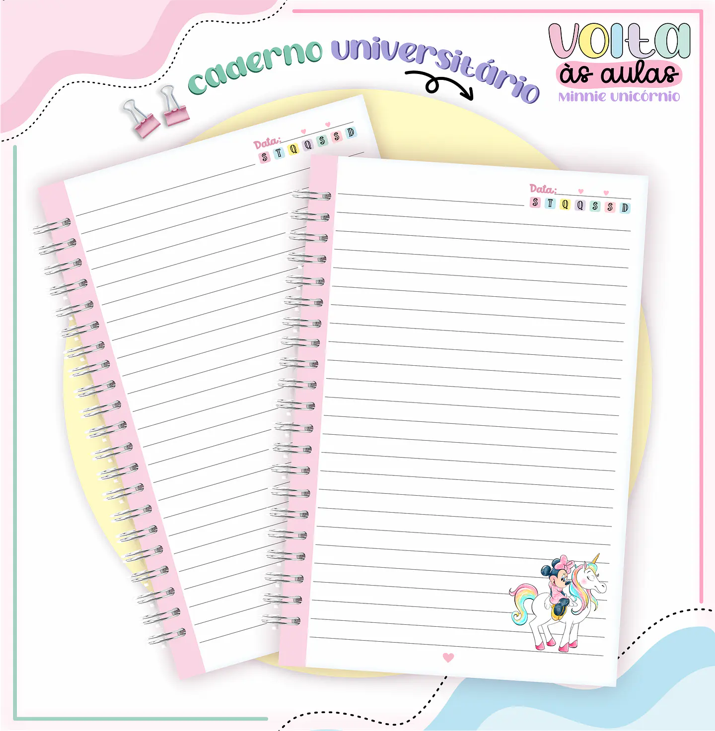ARQUIVO ENCADERNAÇÃO KIT ESCOLAR MINNIE UNICÓRNIO - LINA CRIATIVA 3