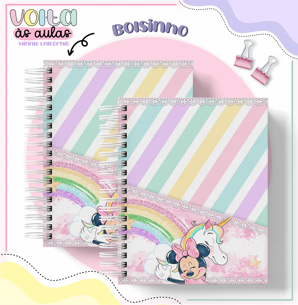 ARQUIVO ENCADERNAÇÃO KIT ESCOLAR MINNIE UNICÓRNIO - LINA CRIATIVA 10