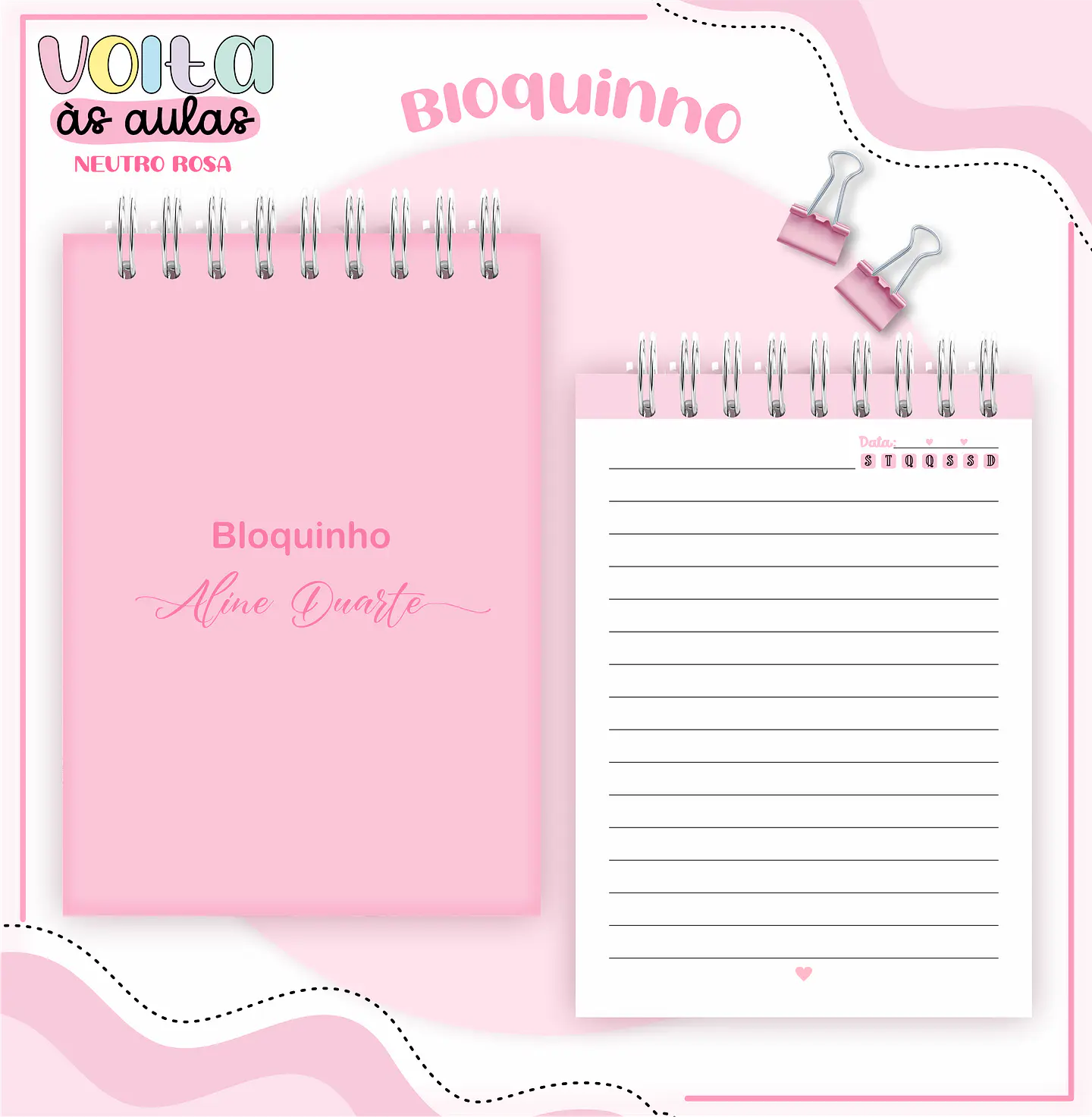 ARQUIVO ENCADERNAÇÃO KIT ESCOLAR ROSA NEUTRO - LINA CRIATIVA 6