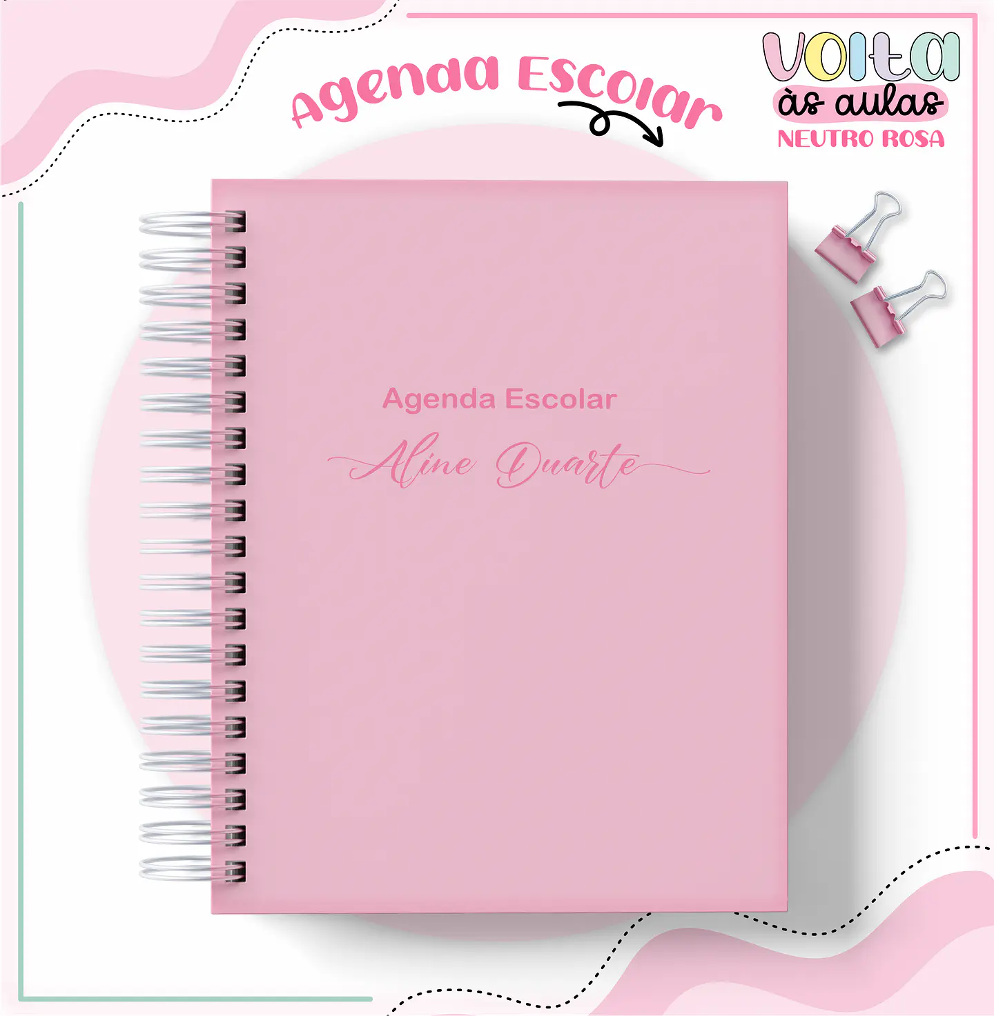 ARQUIVO ENCADERNAÇÃO KIT ESCOLAR ROSA NEUTRO - LINA CRIATIVA 10