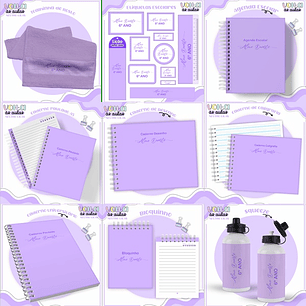 ARQUIVO ENCADERNAÇÃO KIT ESCOLAR NEUTRO LILAS - LINA CRIATIVA