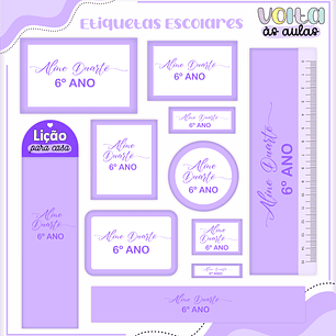 ARQUIVO ENCADERNAÇÃO KIT ESCOLAR NEUTRO LILAS - LINA CRIATIVA