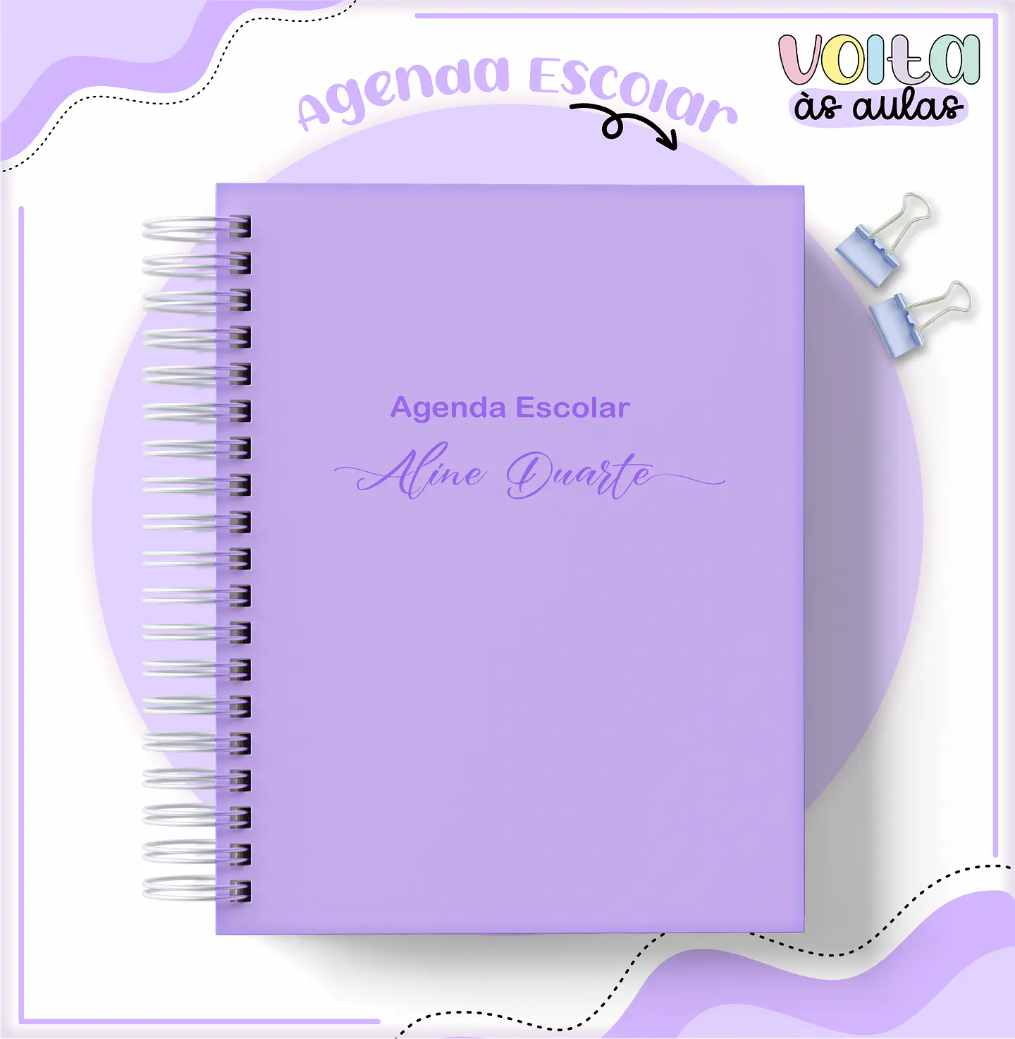 ARQUIVO ENCADERNAÇÃO KIT ESCOLAR NEUTRO LILAS - LINA CRIATIVA 3