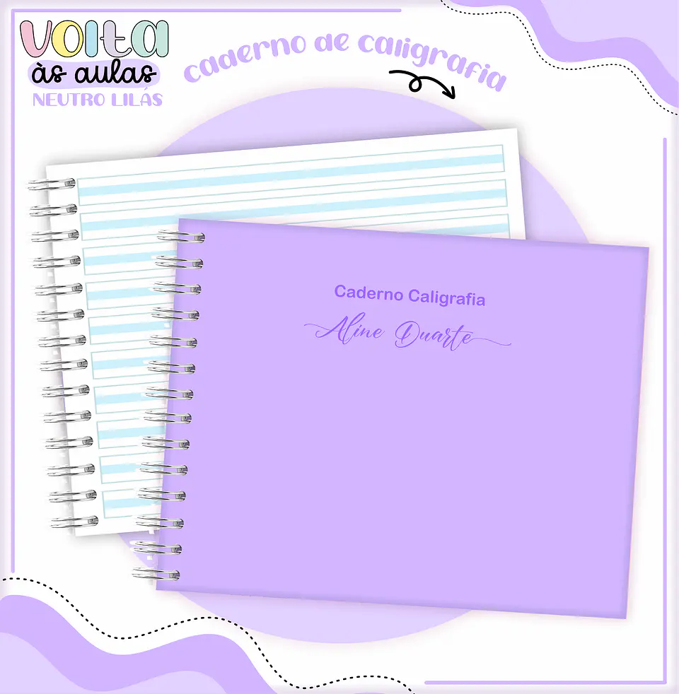 ARQUIVO ENCADERNAÇÃO KIT ESCOLAR NEUTRO LILAS - LINA CRIATIVA 7