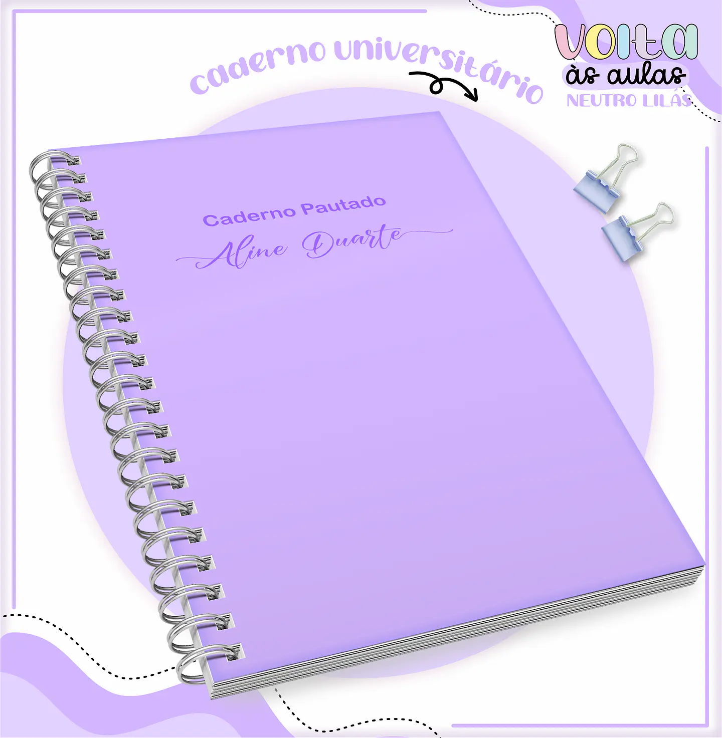 ARQUIVO ENCADERNAÇÃO KIT ESCOLAR NEUTRO LILAS - LINA CRIATIVA 9