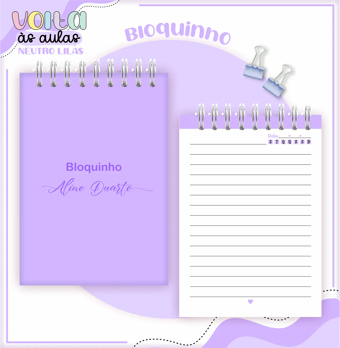 ARQUIVO ENCADERNAÇÃO KIT ESCOLAR NEUTRO LILAS - LINA CRIATIVA 10