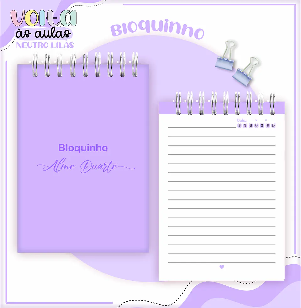 ARQUIVO ENCADERNAÇÃO KIT ESCOLAR NEUTRO LILAS - LINA CRIATIVA 10