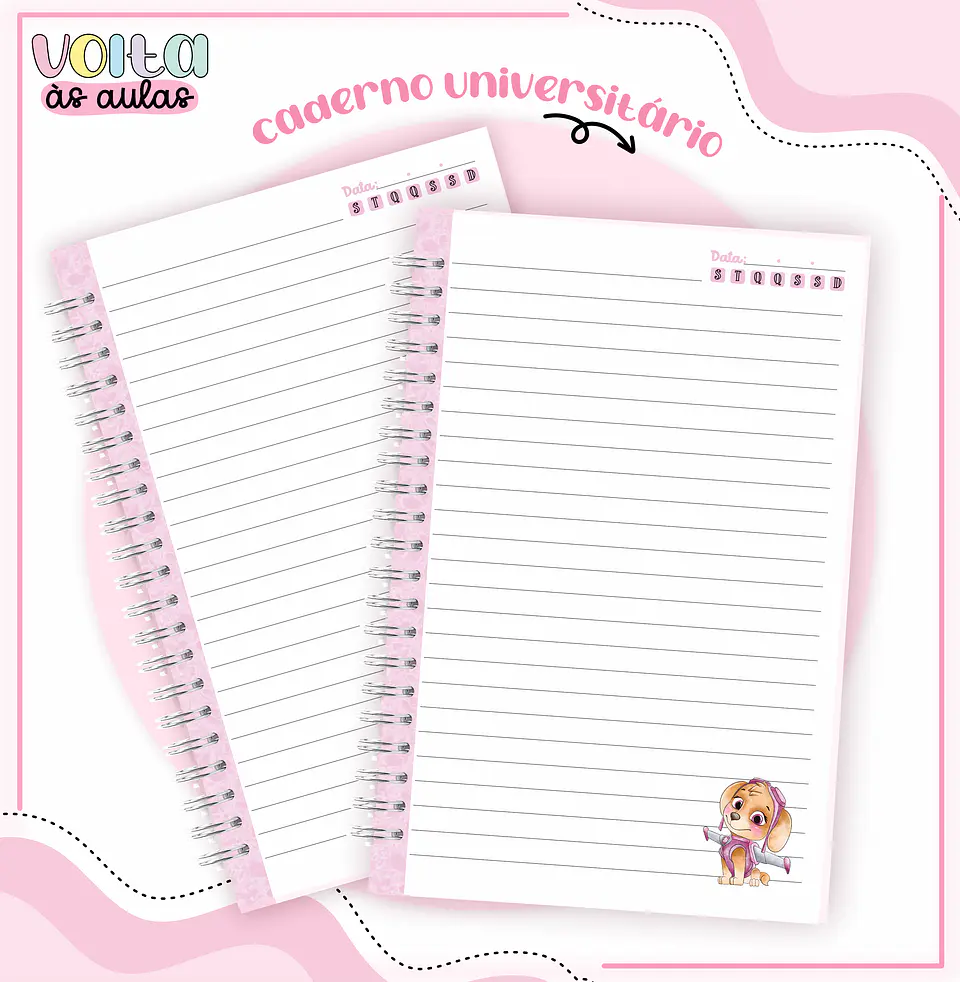 ARQUIVO ENCADERNAÇÃO KIT ESCOLAR PATRULHA CANINA ROSA - LINA CRIATIVA 2