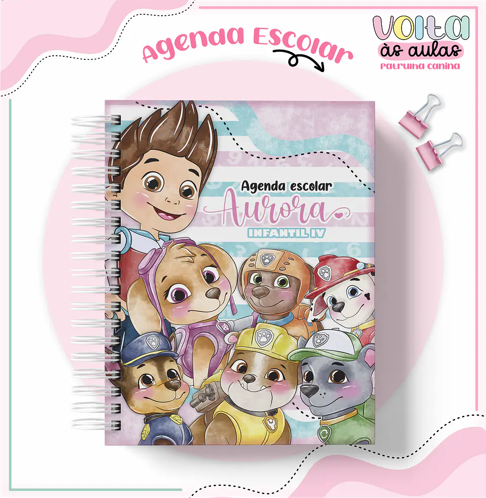 ARQUIVO ENCADERNAÇÃO KIT ESCOLAR PATRULHA CANINA ROSA - LINA CRIATIVA 7