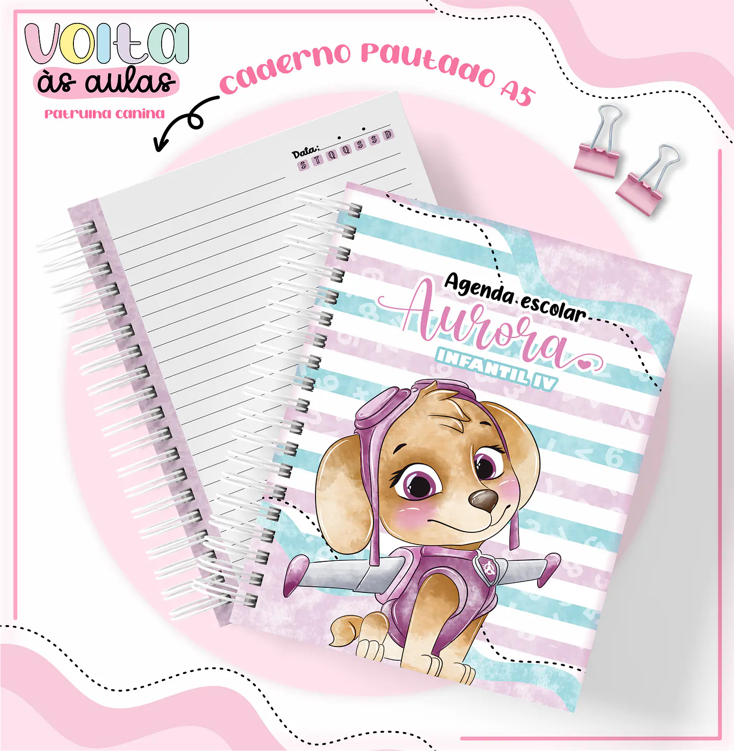 ARQUIVO ENCADERNAÇÃO KIT ESCOLAR PATRULHA CANINA ROSA - LINA CRIATIVA 8