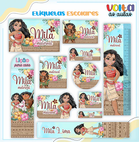 ARQUIVO ETIQUETAS ESCOLARES MOANA - LINA