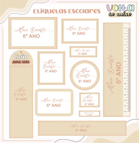 ARQUIVO ETIQUETAS ESCOLARES NEUTRO BEGE - LINA