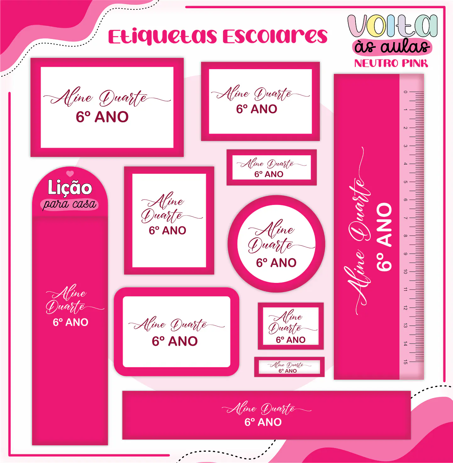 ARQUIVO ETIQUETAS ESCOLARES NEUTRO PINK - LINA 1