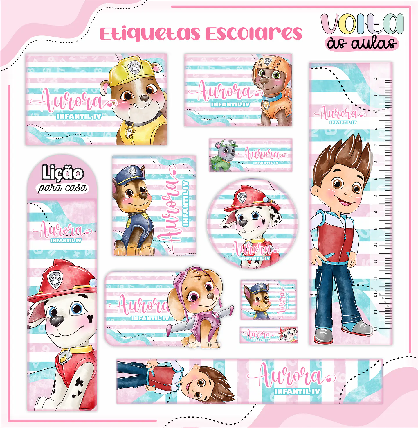 ARQUIVO ETIQUETAS ESCOLARES PATRULHA CANINA MENINA - LINA 1