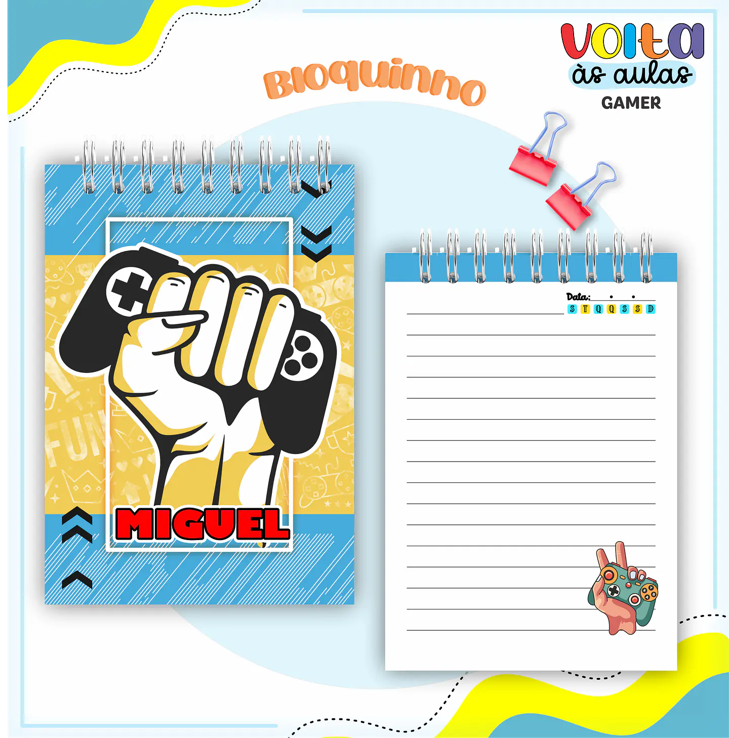 ARQUIVO ENCADERNAÇÃO KIT ESCOLAR VIDEO GAME- LINA CRIATIVA 6