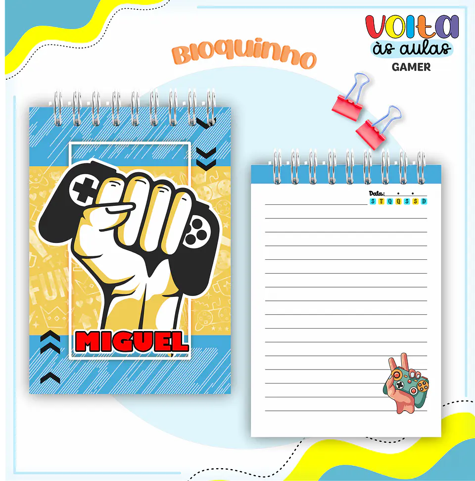 ARQUIVO ENCADERNAÇÃO KIT ESCOLAR VIDEO GAME- LINA CRIATIVA 6