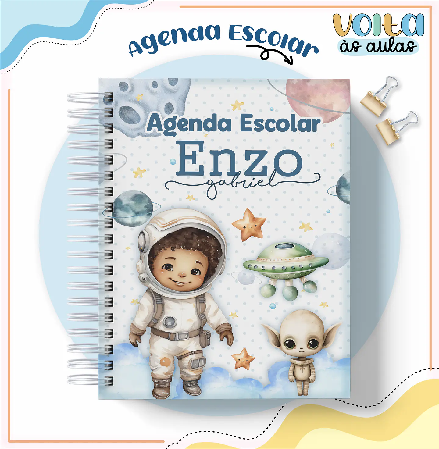 ARQUIVO ENCADERNAÇÃO KIT ESCOLAR ASTRONAUTA - LINA CRIATIVA 4