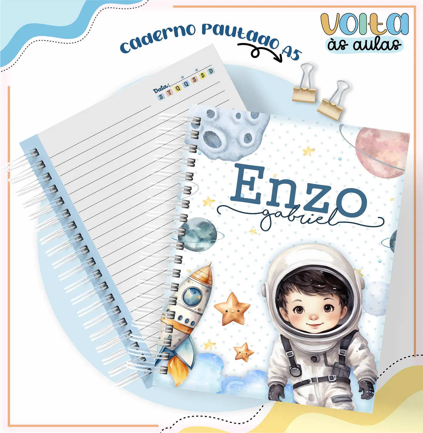 ARQUIVO ENCADERNAÇÃO KIT ESCOLAR ASTRONAUTA - LINA CRIATIVA 5