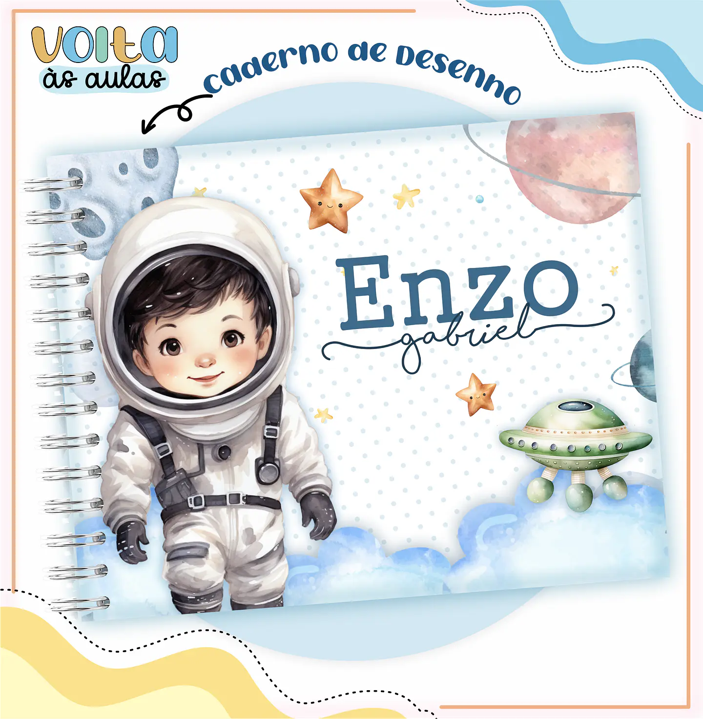 ARQUIVO ENCADERNAÇÃO KIT ESCOLAR ASTRONAUTA - LINA CRIATIVA 7