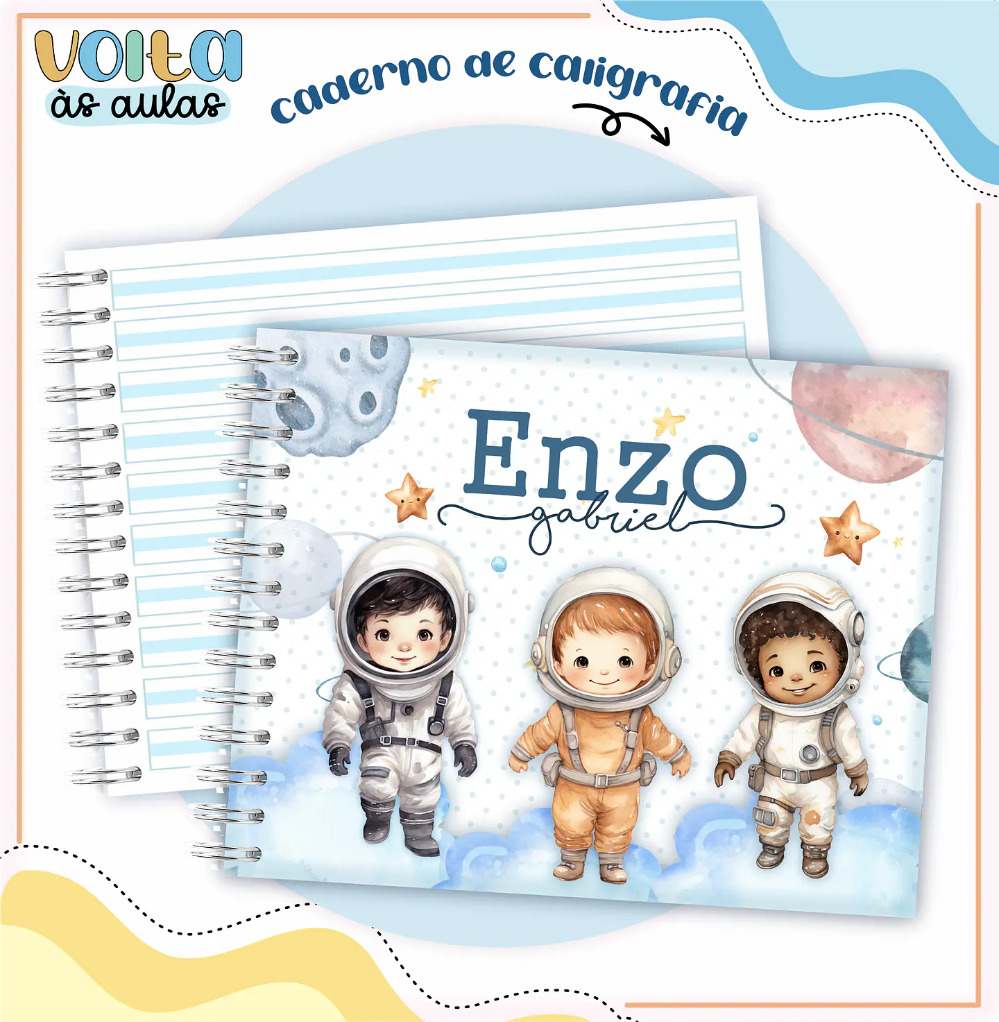 ARQUIVO ENCADERNAÇÃO KIT ESCOLAR ASTRONAUTA - LINA CRIATIVA 8