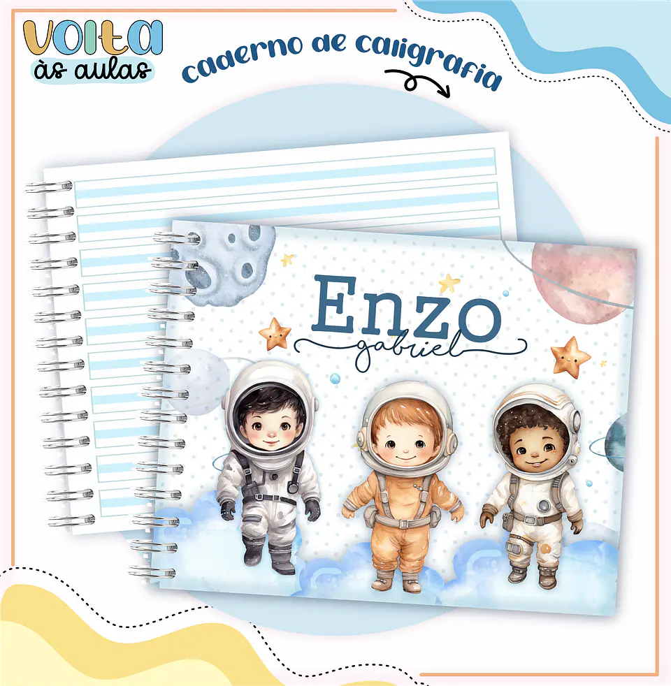 ARQUIVO ENCADERNAÇÃO KIT ESCOLAR ASTRONAUTA - LINA CRIATIVA 8