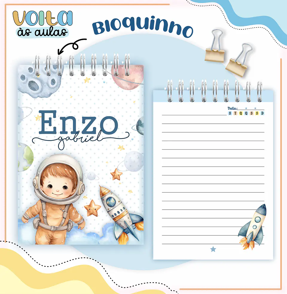 ARQUIVO ENCADERNAÇÃO KIT ESCOLAR ASTRONAUTA - LINA CRIATIVA 11