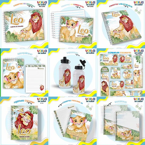 ARQUIVO ENCADERNAÇÃO KIT ESCOLAR REI LEÃO - LINA CRIATIVA