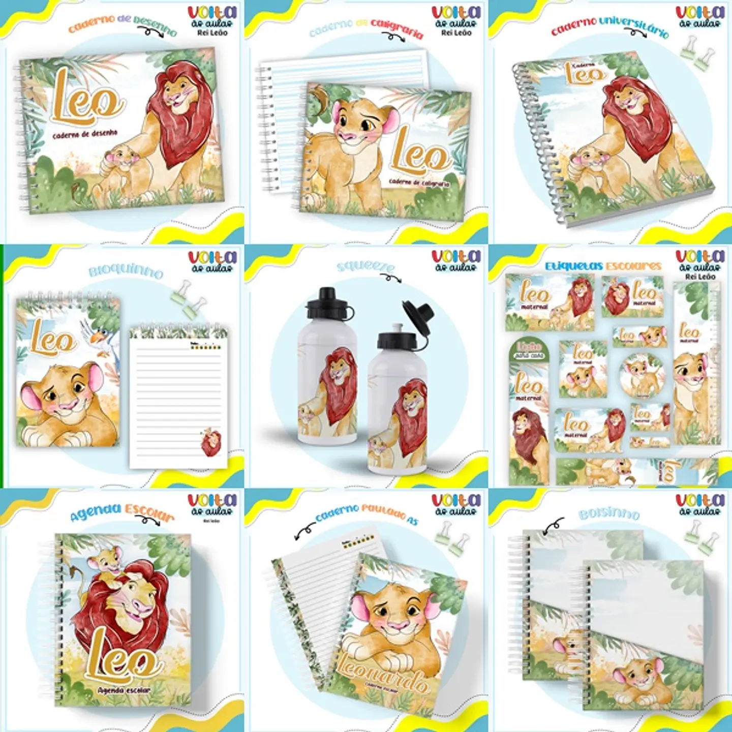 ARQUIVO ENCADERNAÇÃO KIT ESCOLAR REI LEÃO - LINA CRIATIVA 1