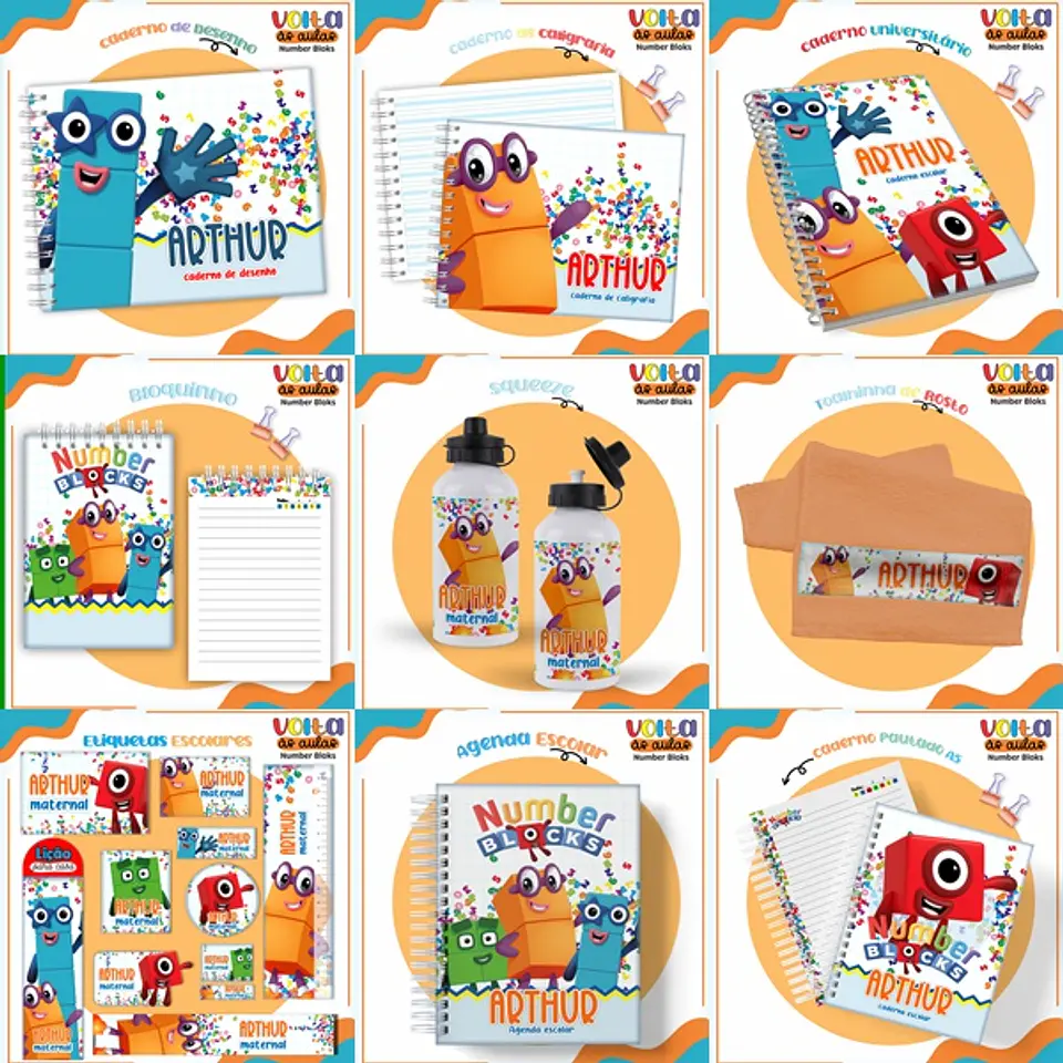 ARQUIVO ENCADERNAÇÃO KIT ESCOLAR NUMBER BLOCKS - LINA CRIATIVA 1