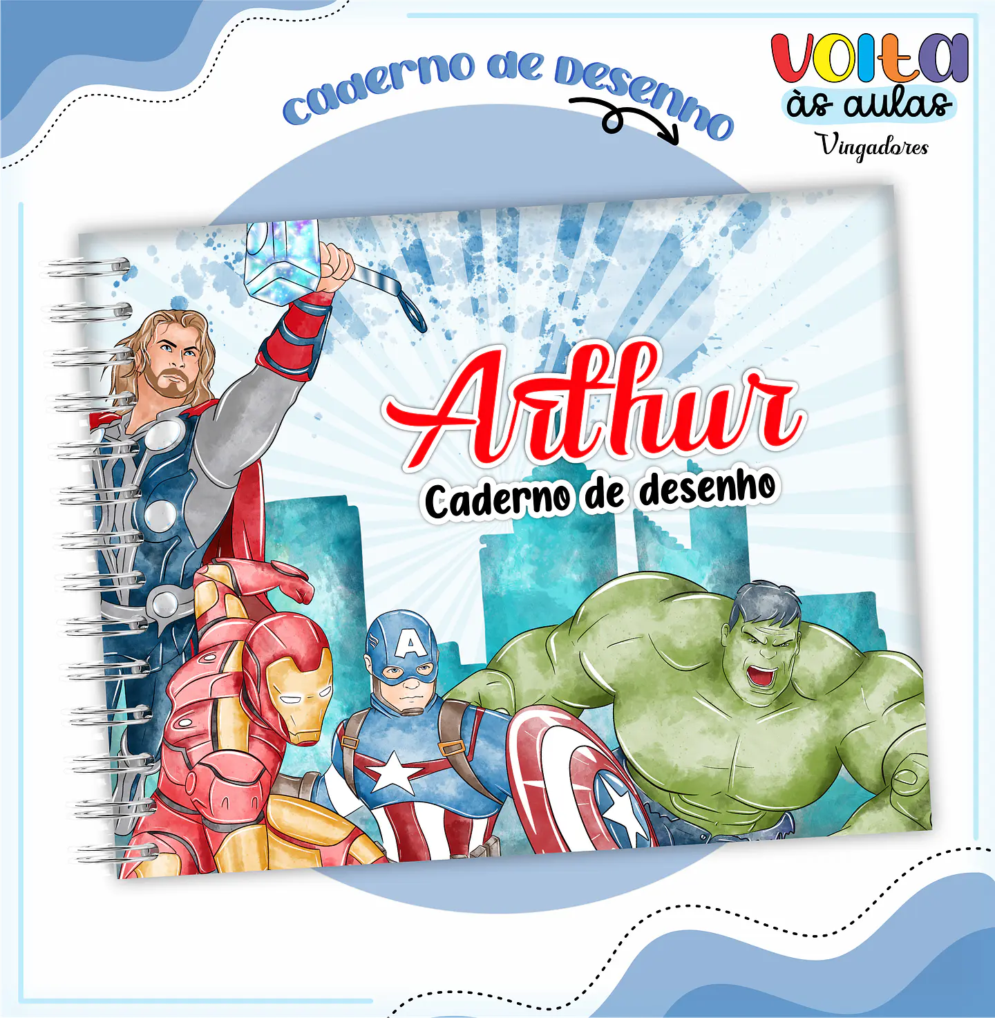 ARQUIVO ENCADERNAÇÃO KIT ESCOLAR VINGADORES - LINA CRIATIVA 2