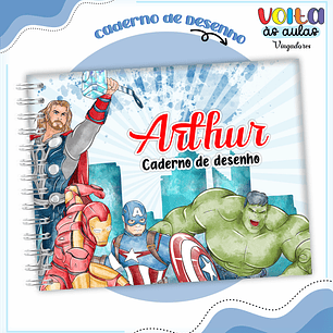 ARQUIVO ENCADERNAÇÃO KIT ESCOLAR VINGADORES - LINA CRIATIVA