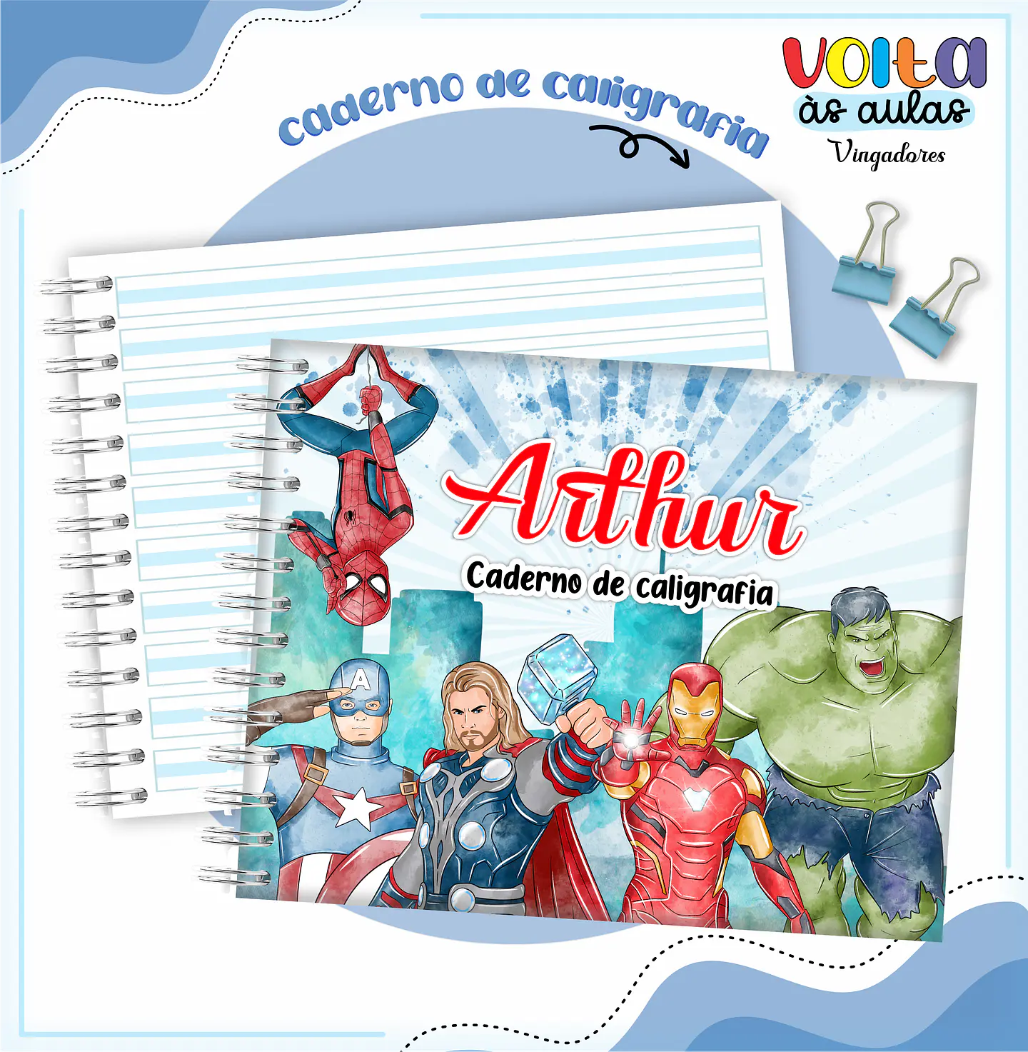 ARQUIVO ENCADERNAÇÃO KIT ESCOLAR VINGADORES - LINA CRIATIVA 3