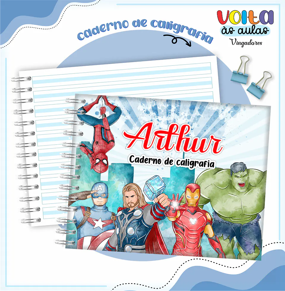 ARQUIVO ENCADERNAÇÃO KIT ESCOLAR VINGADORES - LINA CRIATIVA 3