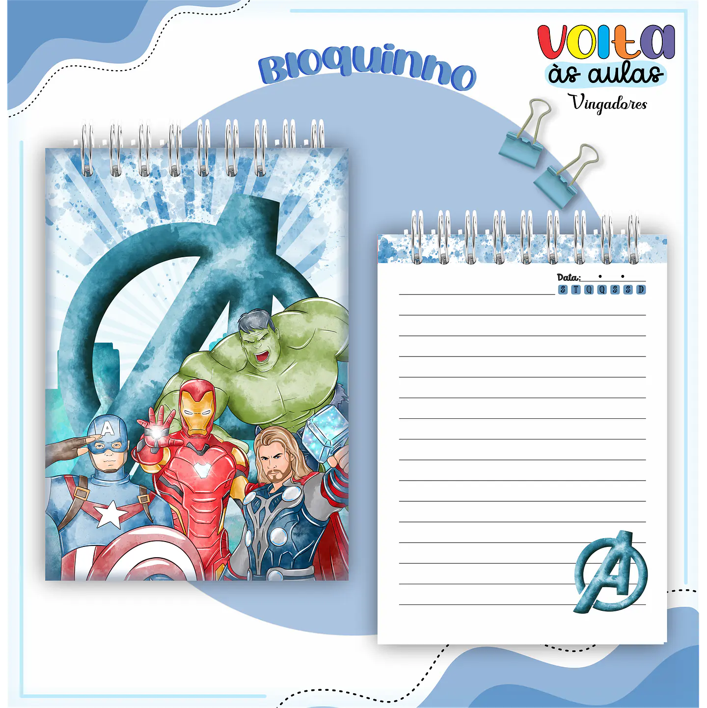 ARQUIVO ENCADERNAÇÃO KIT ESCOLAR VINGADORES - LINA CRIATIVA 6
