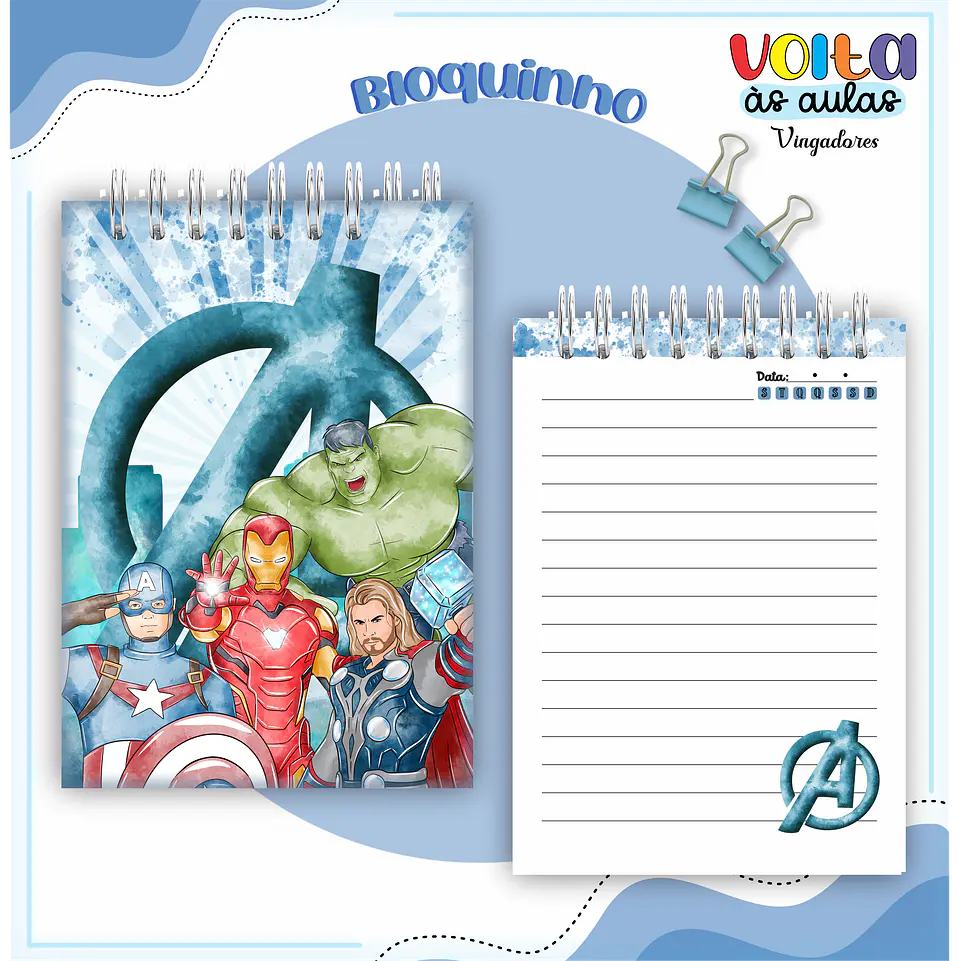 ARQUIVO ENCADERNAÇÃO KIT ESCOLAR VINGADORES - LINA CRIATIVA 6