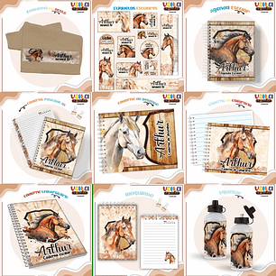 ARQUIVO ENCADERNAÇÃO KIT ESCOLAR CAVALOS - LINA CRIATIVA