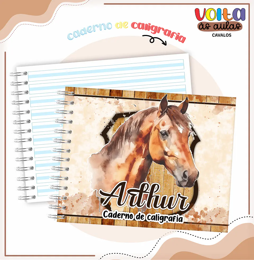 ARQUIVO ENCADERNAÇÃO KIT ESCOLAR CAVALOS - LINA CRIATIVA 2