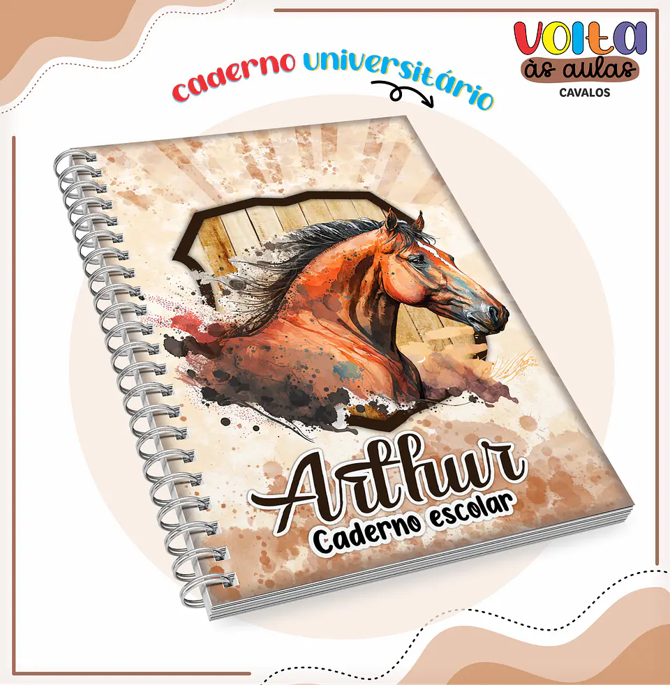ARQUIVO ENCADERNAÇÃO KIT ESCOLAR CAVALOS - LINA CRIATIVA 4