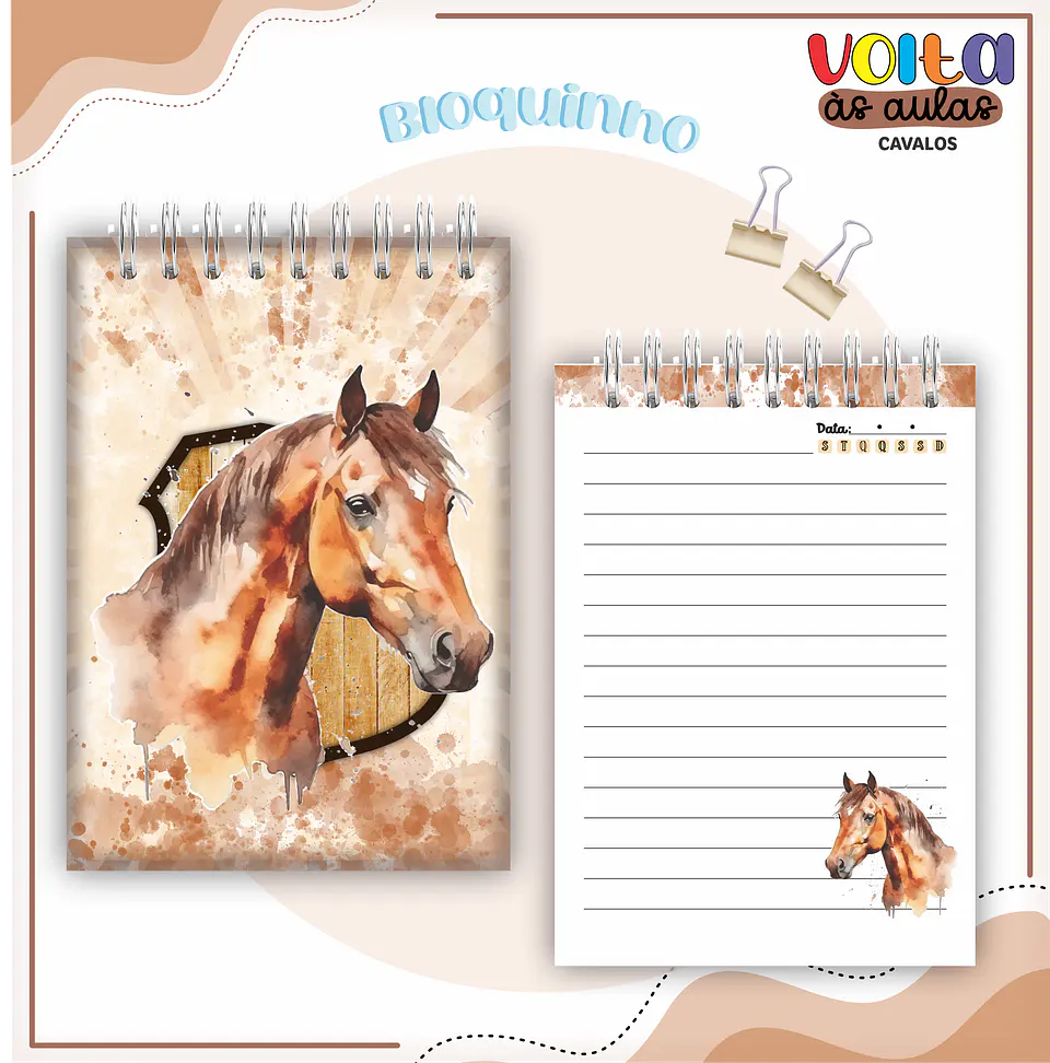 ARQUIVO ENCADERNAÇÃO KIT ESCOLAR CAVALOS - LINA CRIATIVA 5