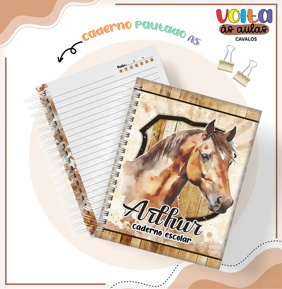 ARQUIVO ENCADERNAÇÃO KIT ESCOLAR CAVALOS - LINA CRIATIVA 11