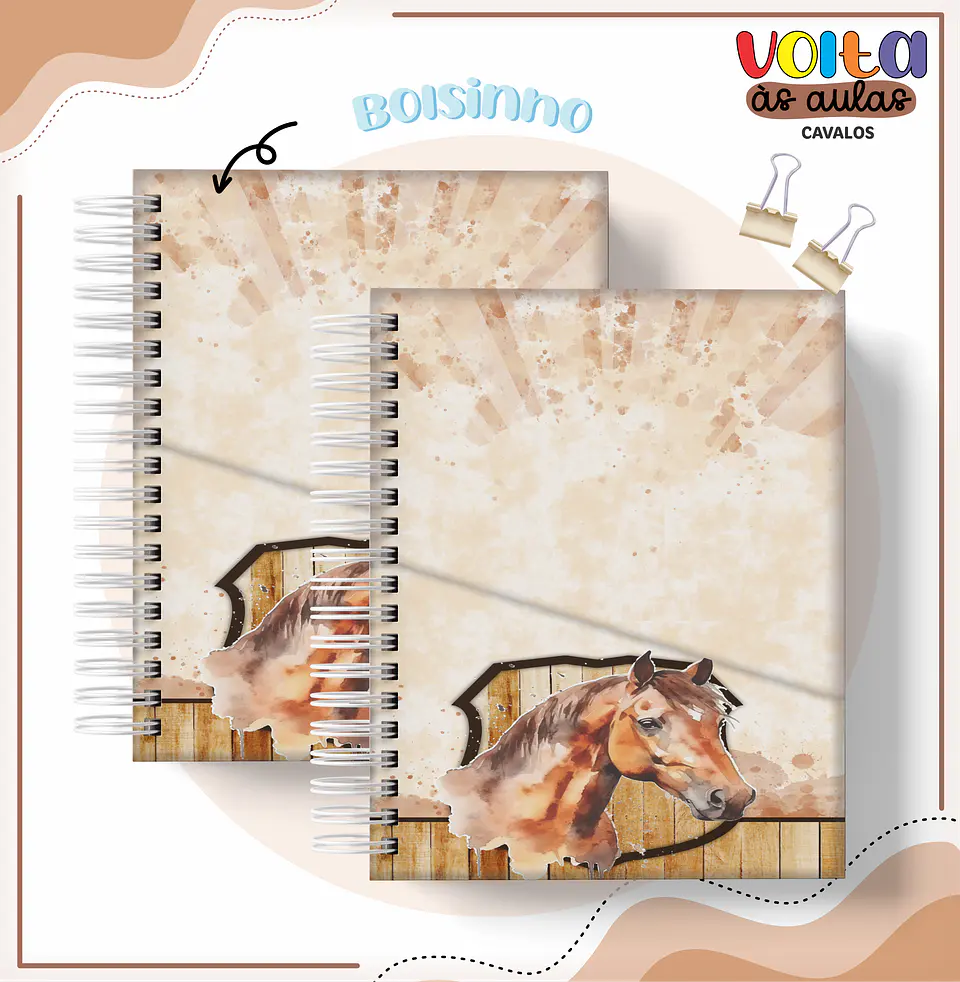 ARQUIVO ENCADERNAÇÃO KIT ESCOLAR CAVALOS - LINA CRIATIVA 12