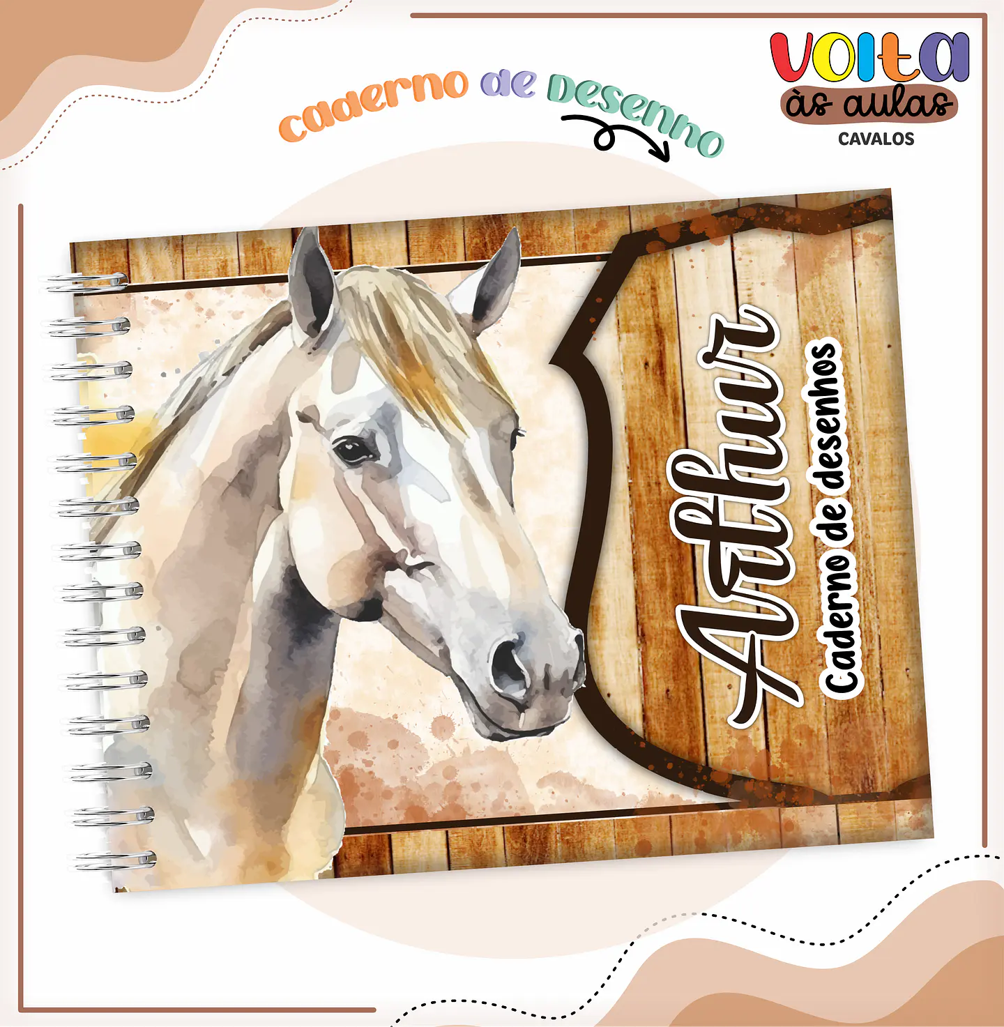 ARQUIVO ENCADERNAÇÃO KIT ESCOLAR CAVALOS - LINA CRIATIVA 13