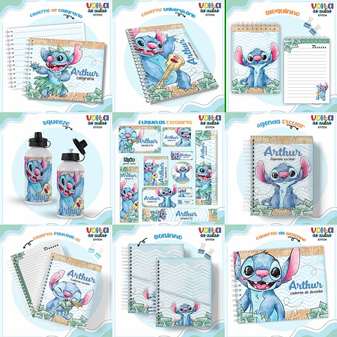 ARQUIVO ENCADERNAÇÃO KIT ESCOLAR STITCH - LINA CRIATIVA