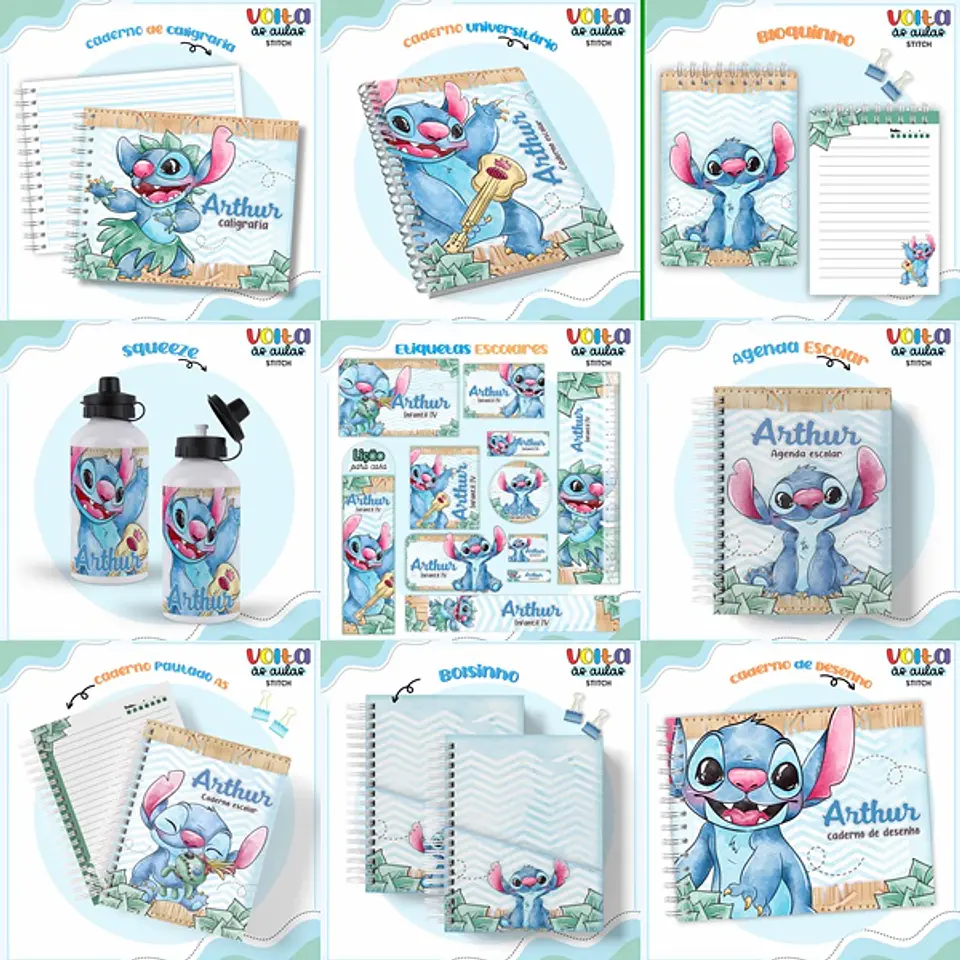 ARQUIVO ENCADERNAÇÃO KIT ESCOLAR STITCH - LINA CRIATIVA 1