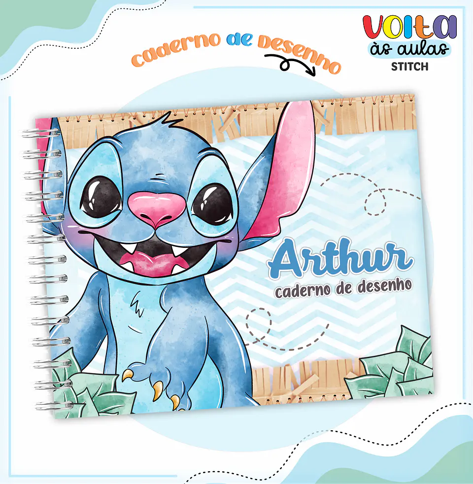 ARQUIVO ENCADERNAÇÃO KIT ESCOLAR STITCH - LINA CRIATIVA 2