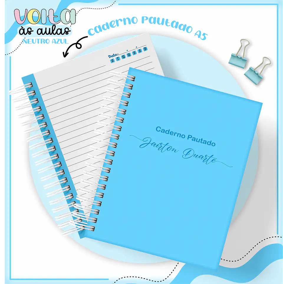 ARQUIVO ENCADERNAÇÃO KIT ESCOLAR NEUTRO AZUL - LINA CRIATIVA 2