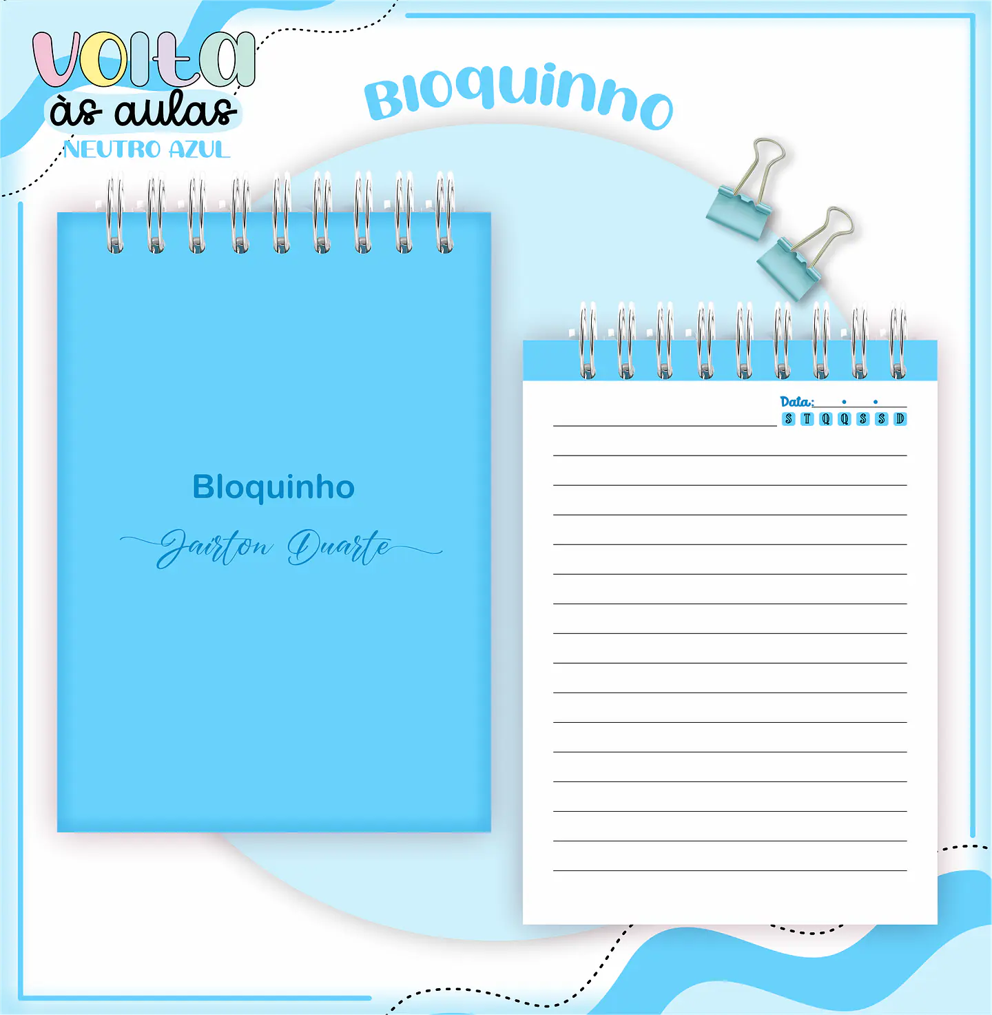 ARQUIVO ENCADERNAÇÃO KIT ESCOLAR NEUTRO AZUL - LINA CRIATIVA 8
