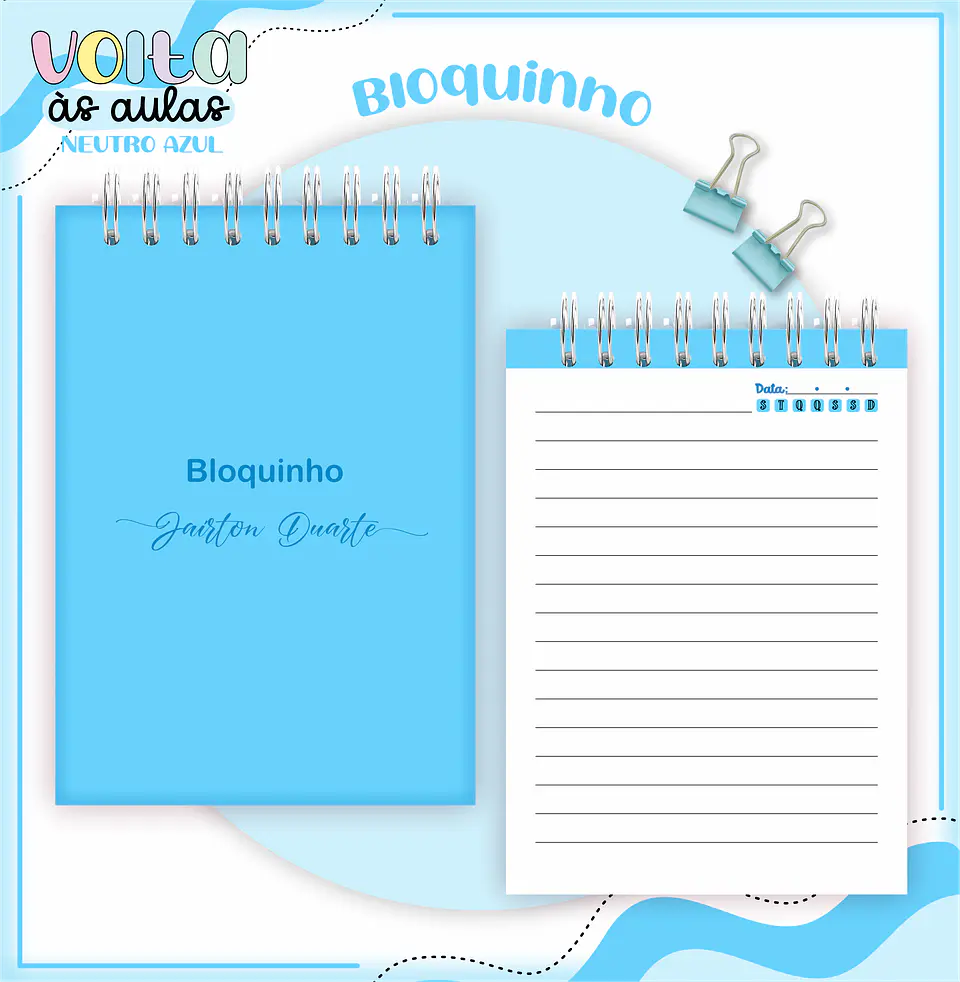 ARQUIVO ENCADERNAÇÃO KIT ESCOLAR NEUTRO AZUL - LINA CRIATIVA 8